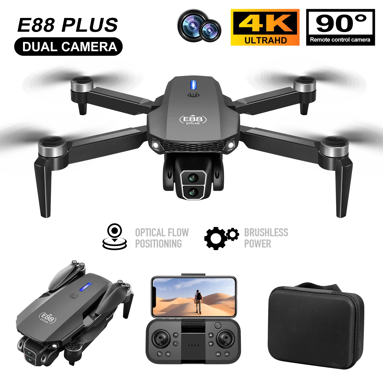 Drone Camera Hd - Neue E88 Plus Quadrocopter-Drohne: 90 °